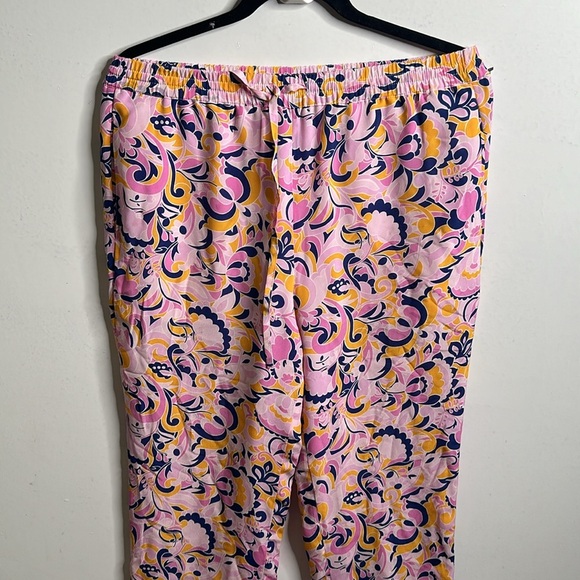J crew slik pull on  paisley swirl multi color pants size 4 pink blue yellow - Picture 5 of 9